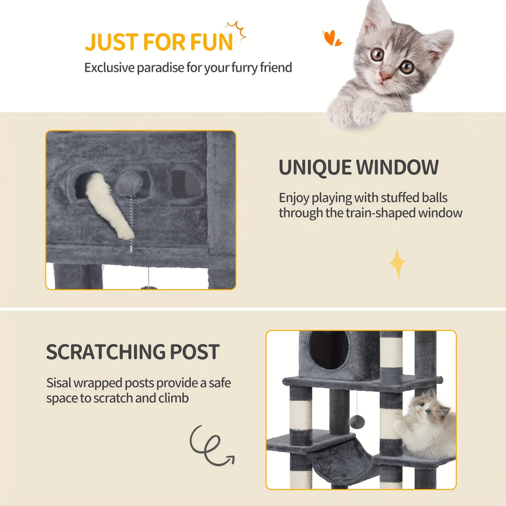 Großer Katzenbaum Mehrstufiges Haus mit 8 Kratzstämmen und Hängematte