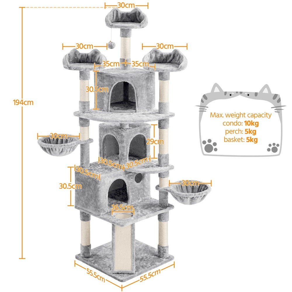 XXL Katzenbaum mit gemütlichen Höhlen und Hängematten