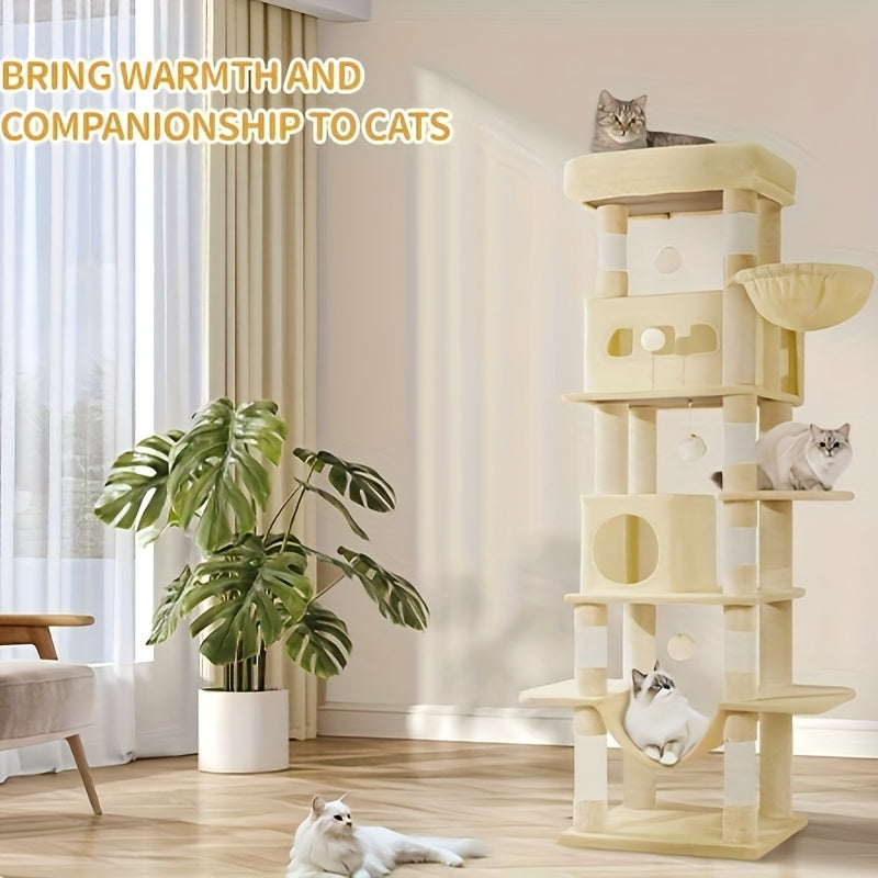Großer Katzenbaum Mehrstufiges Haus mit 8 Kratzstämmen und Hängematte