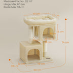 Kratzbaum Große Plattform mit 2 Höhlen und Sisalstämmen Stabil