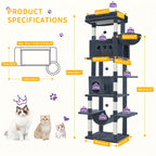 Großer Katzenbaum mit Liegeplatz Waschbarer Matte und 2 Nischen