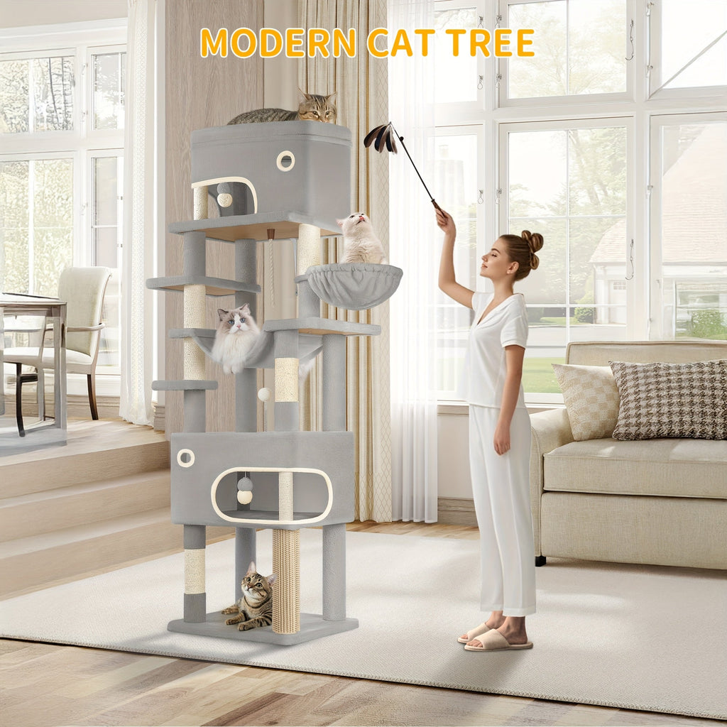 Katzenbaum Große Plattform mit 2 Höhlen und 7 Kratzstämmen