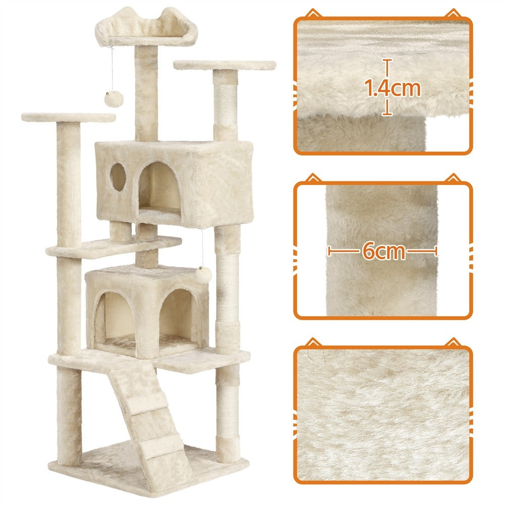 XXL Kratzbaum mit großer Höhle, Plattform und Leiter