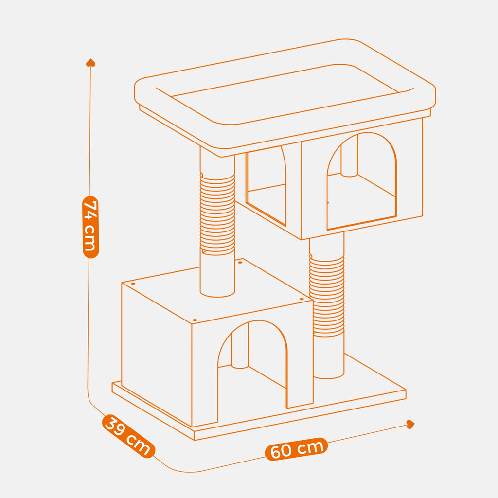 Kratzbaum Große Plattform mit 2 Höhlen und Sisalstämmen Stabil