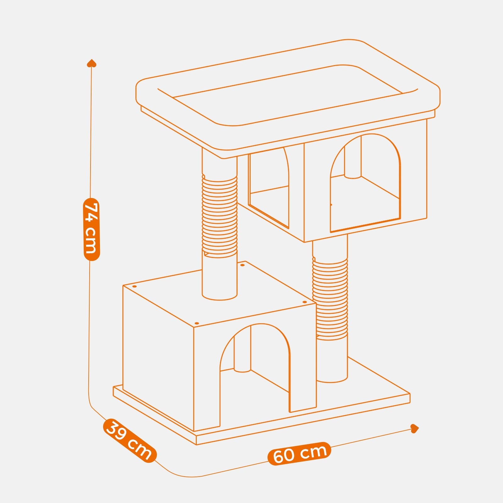 Kratzbaum Große Plattform mit 2 Höhlen und Sisalstämmen Stabil
