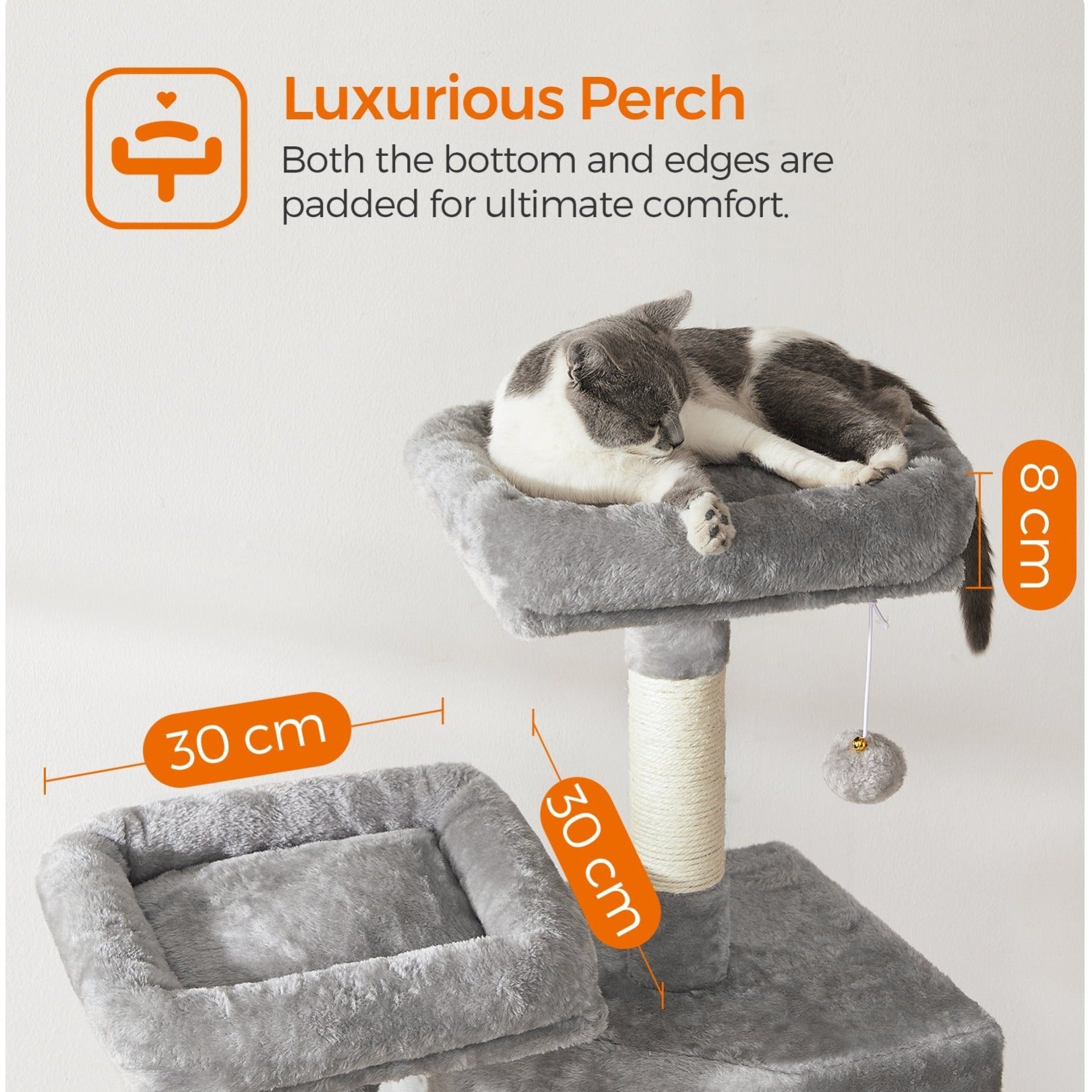 Kratzbaum Mehrstufig mit Höhle Rampe und Pom-Poms