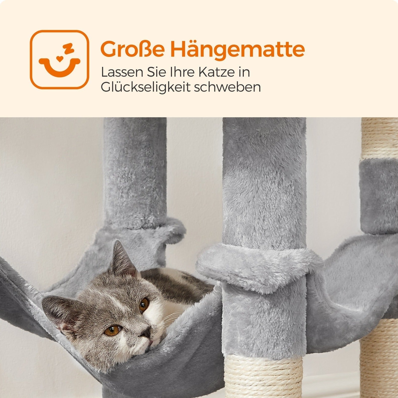 Kratzbaum mit Hängematte Höhle Stabil für Wohnungskatzen