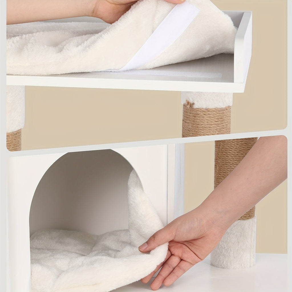 Katzenklo-Möbel und Katzenhaus 4-in-1 mit Kratzstämmen