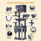 Katzenbaum Große Plattform mit 2 Höhlen und 7 Kratzstämmen