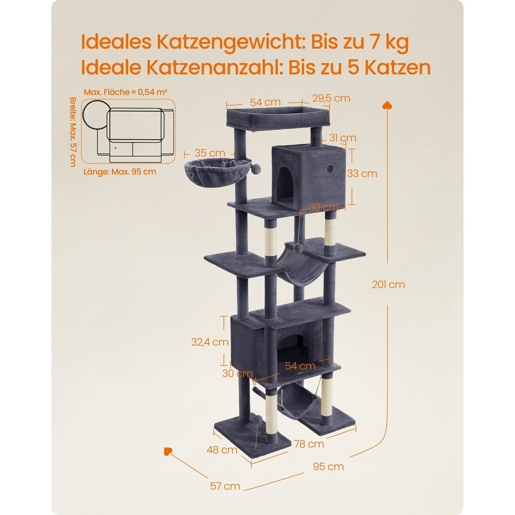 Katzenbaum Mehrstufig mit Plattform Höhlen und Hängematten