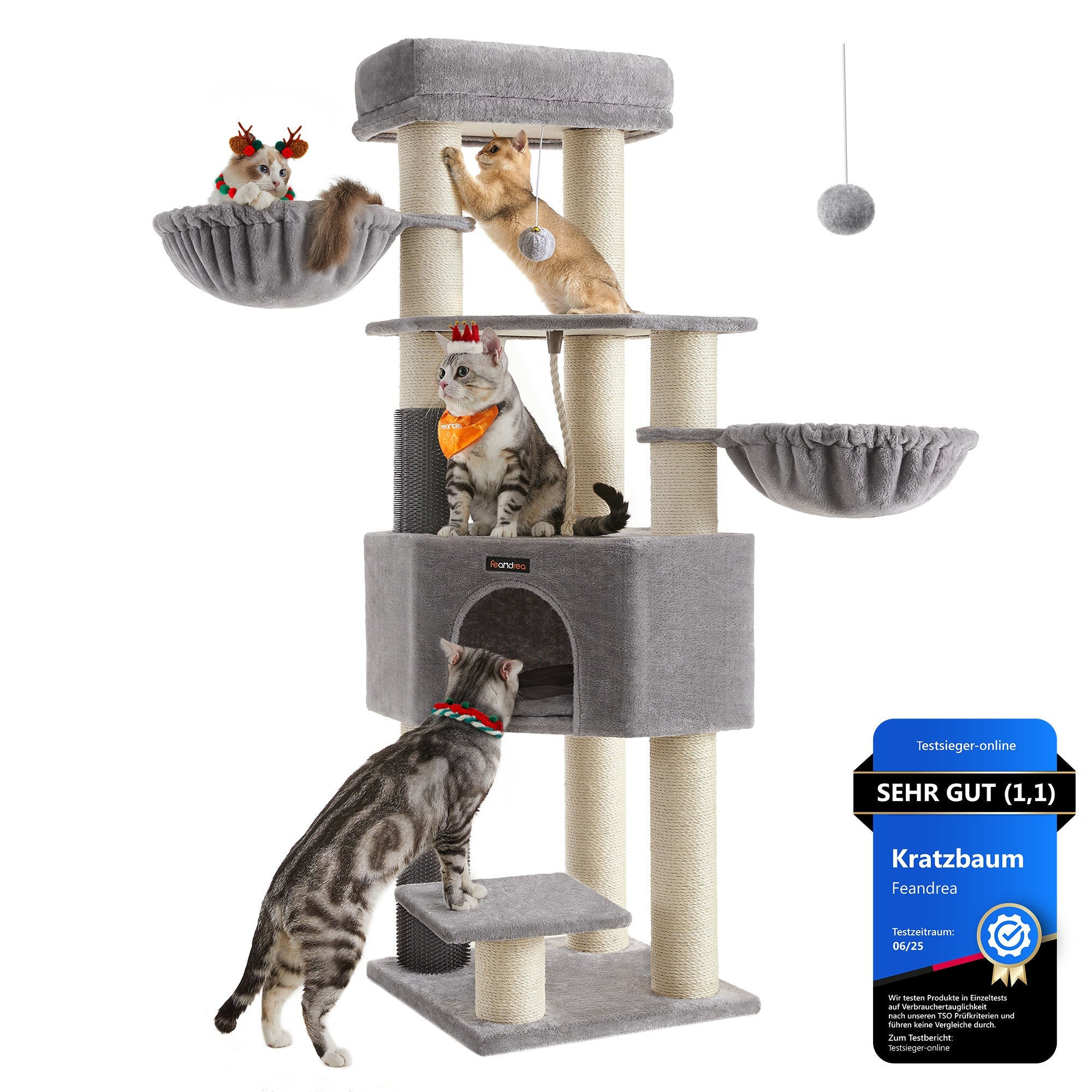 Katzenbaum Mehrstufig mit Höhle Hängematten und Pompom