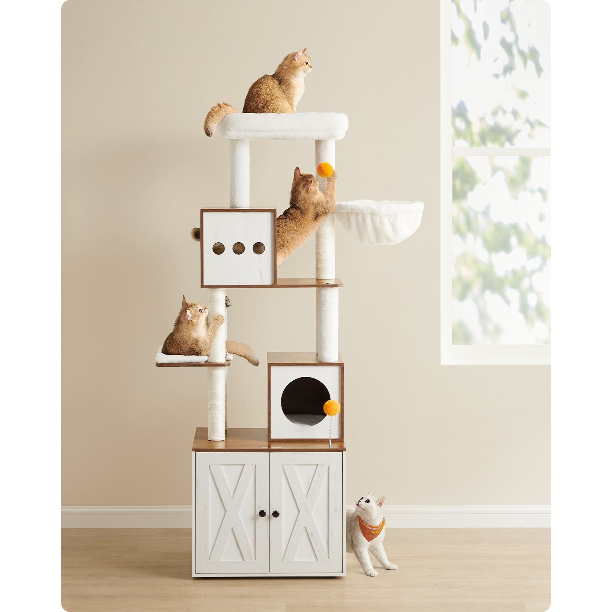 XXL Katzenbaum mit Katzenklo Schrank und Kratzpappe