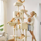 Großer XXL Kratzbaum mit Stämmen Höhlen und Hängematte