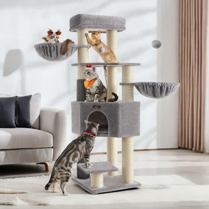 Katzenbaum Mehrstufig mit Höhle Hängematten und Pompom