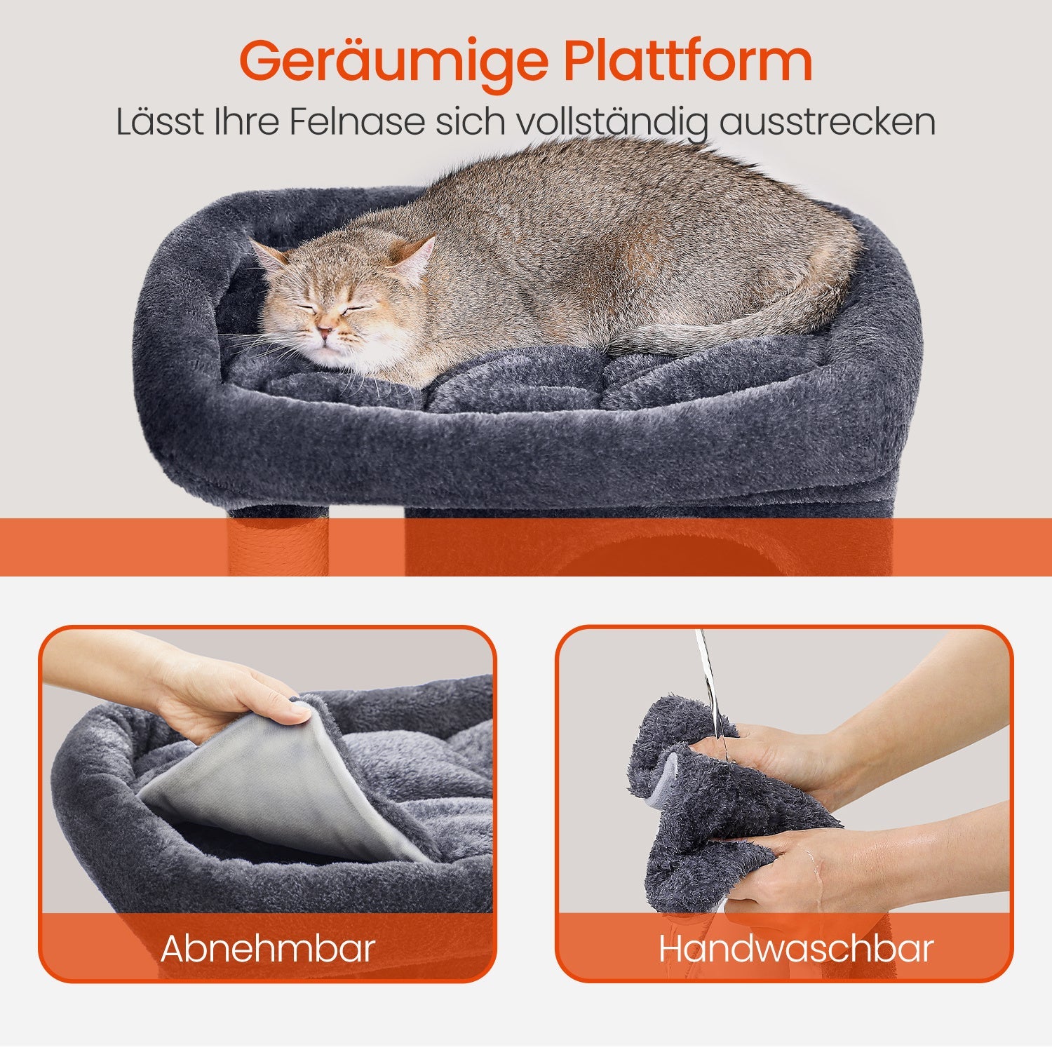 Kratzbaum Große Plattform mit 2 Höhlen und Sisalstämmen Stabil