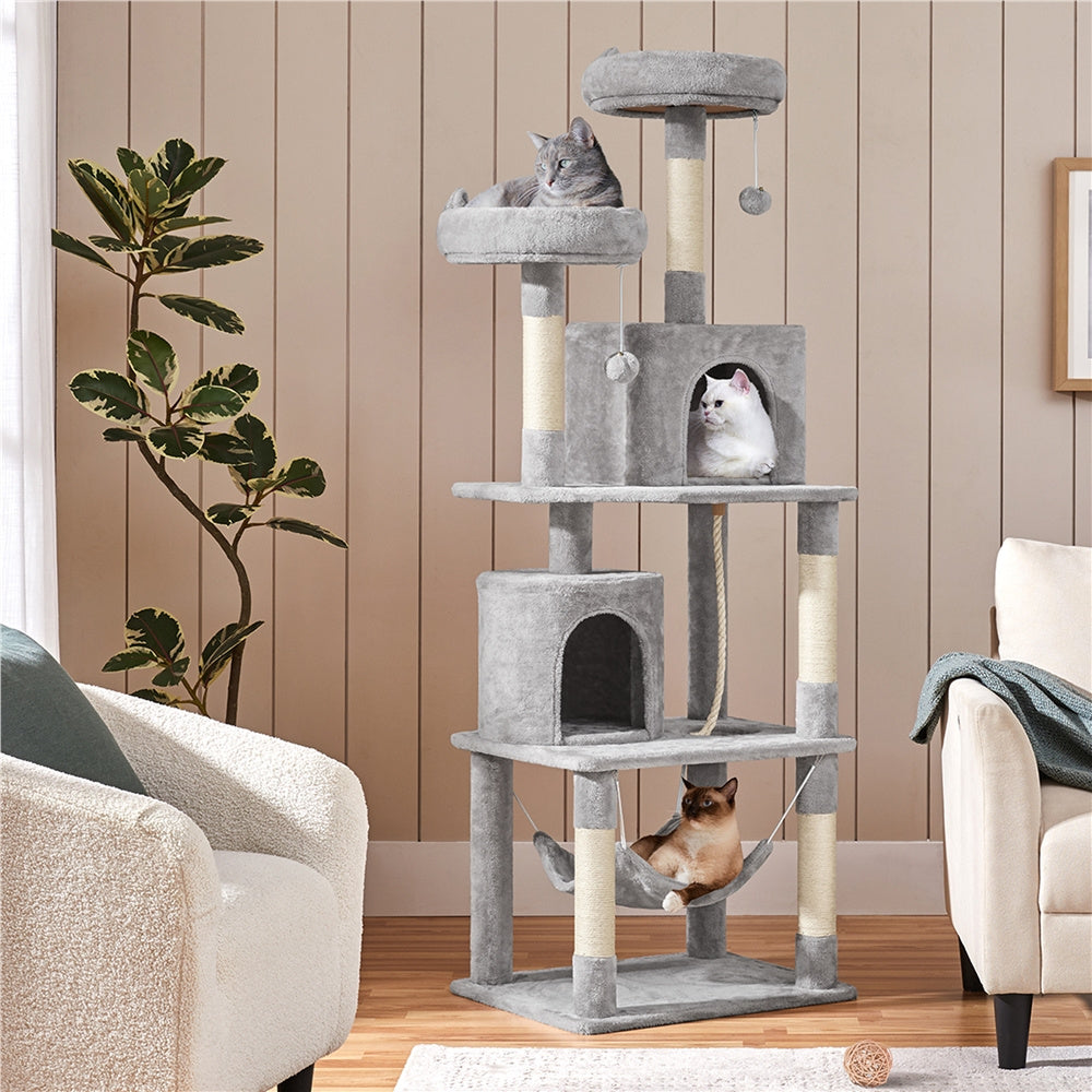 Stabiler Kratzbaum Sisal mit 2 Plattformen und 2 Häusern