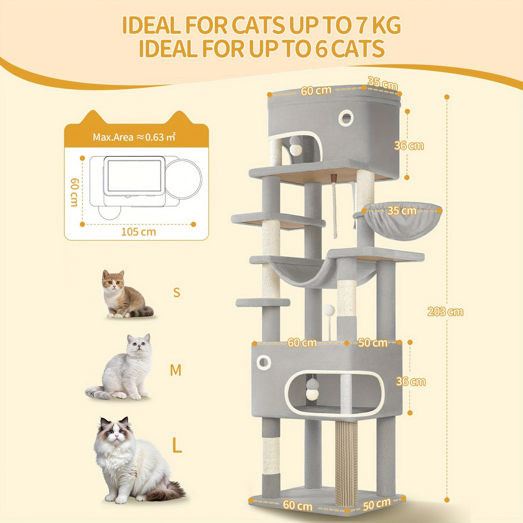Katzenbaum Große Plattform mit 2 Höhlen und 7 Kratzstämmen