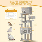 Katzenbaum Große Plattform mit 2 Höhlen und 7 Kratzstämmen