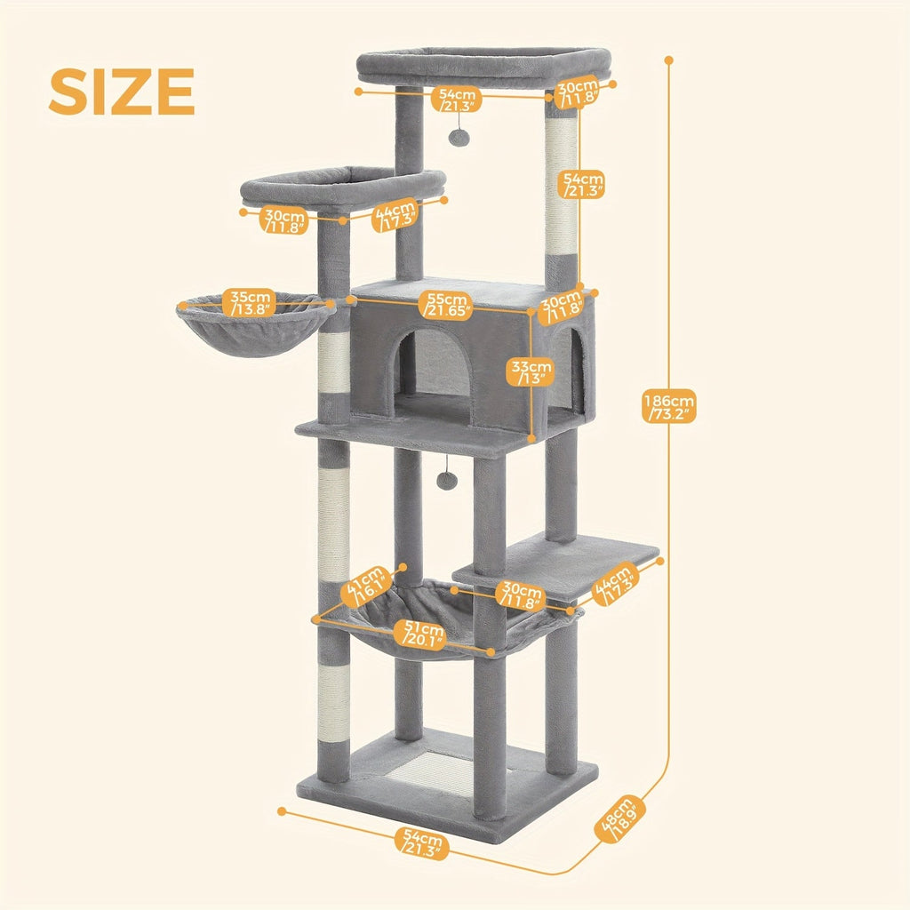 Großer Kratzturm Metallrahmen Hängematten Mehrstufig für Große Katzen