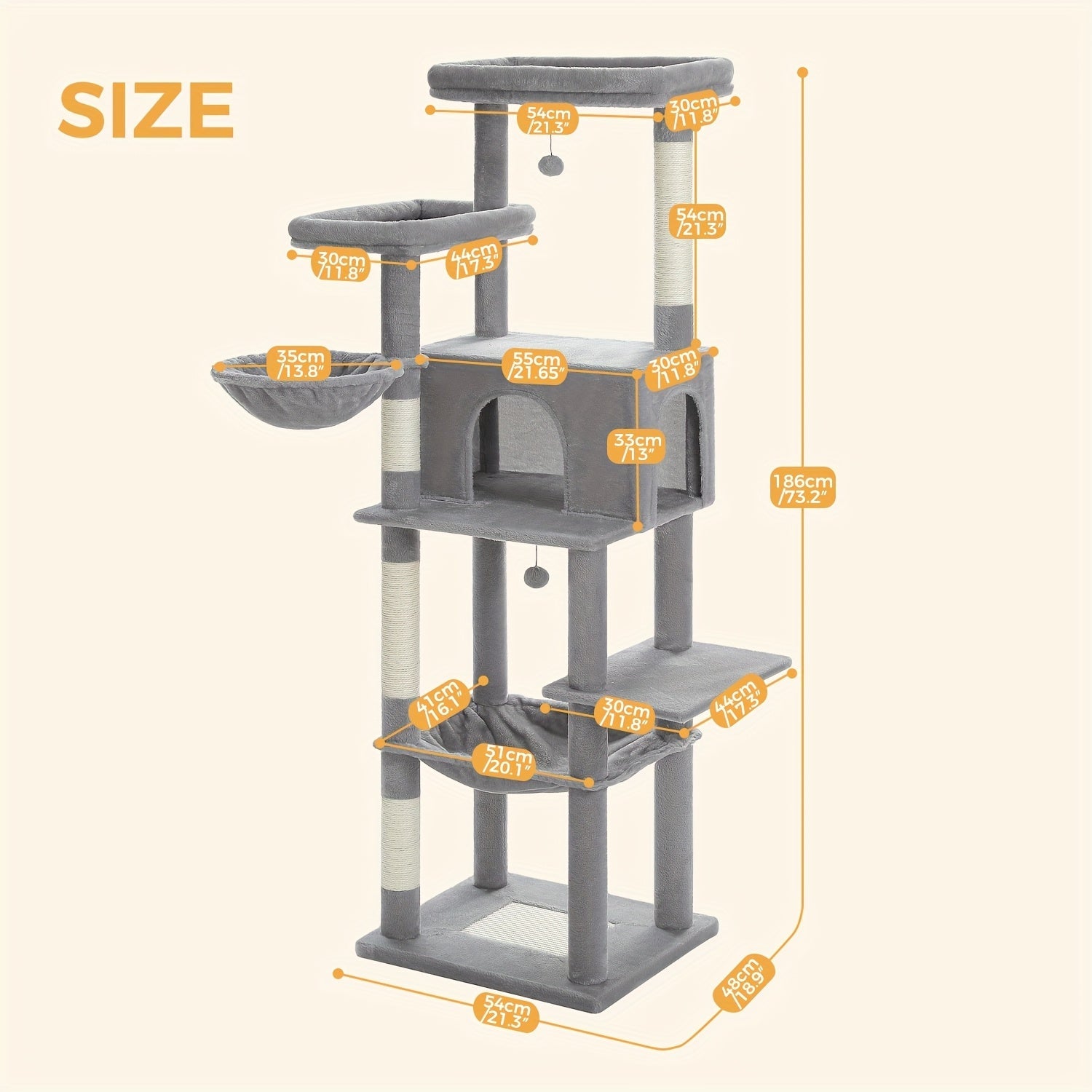 Großer Kratzturm Metallrahmen Hängematten Mehrstufig für Große Katzen