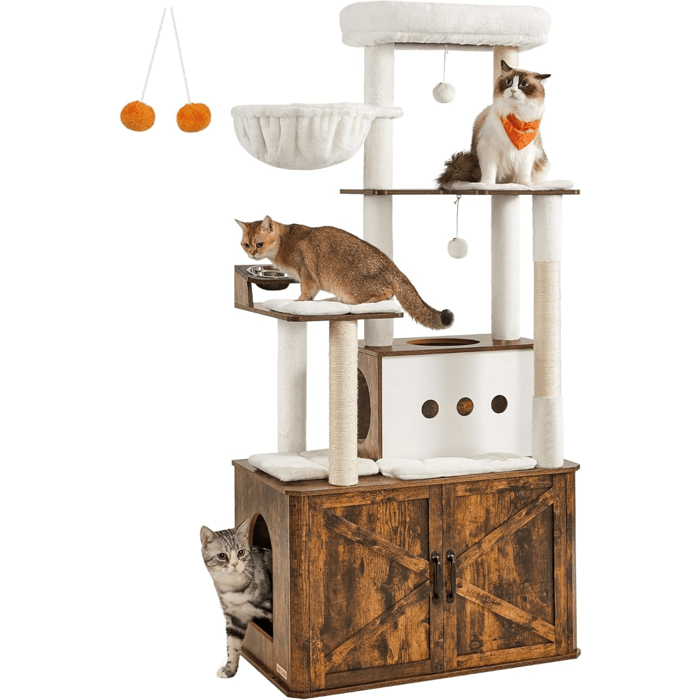 XXL Katzenbaum mit Katzenklo Holzschrank