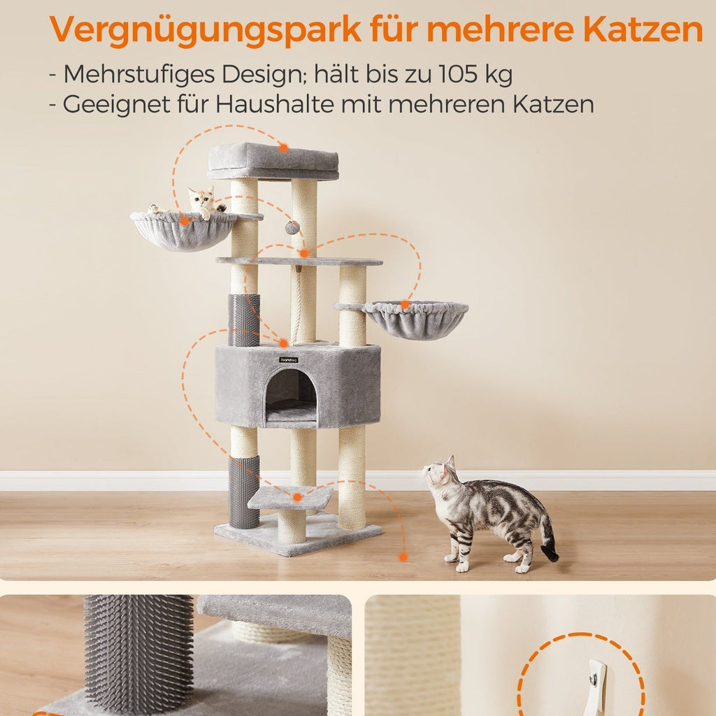 Katzenbaum Mehrstufig mit Höhle Hängematten und Pompom