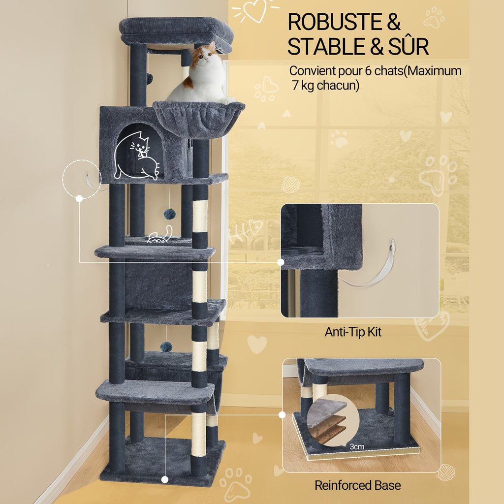 Großer Katzenbaum mit Liegeplatz Waschbarer Matte und 2 Nischen