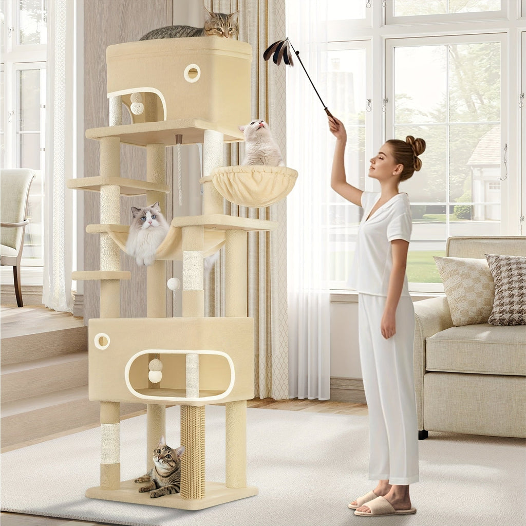 Kratzbaum Große Plattform mit 2 Höhlen und 7 Sisalstämmen