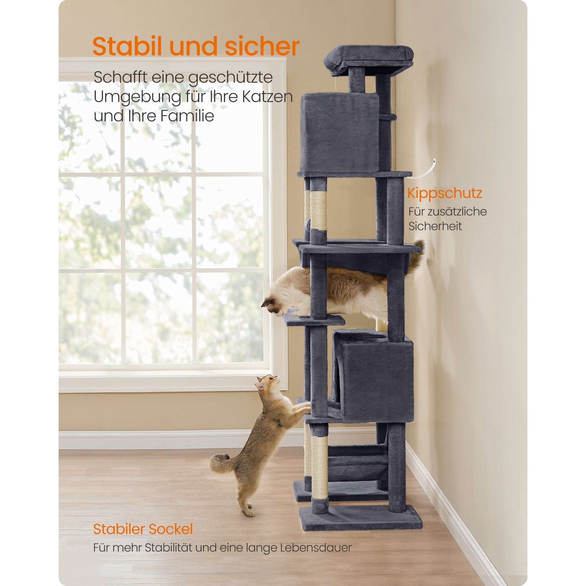 Katzenbaum Mehrstufig mit Plattform Höhlen und Hängematten