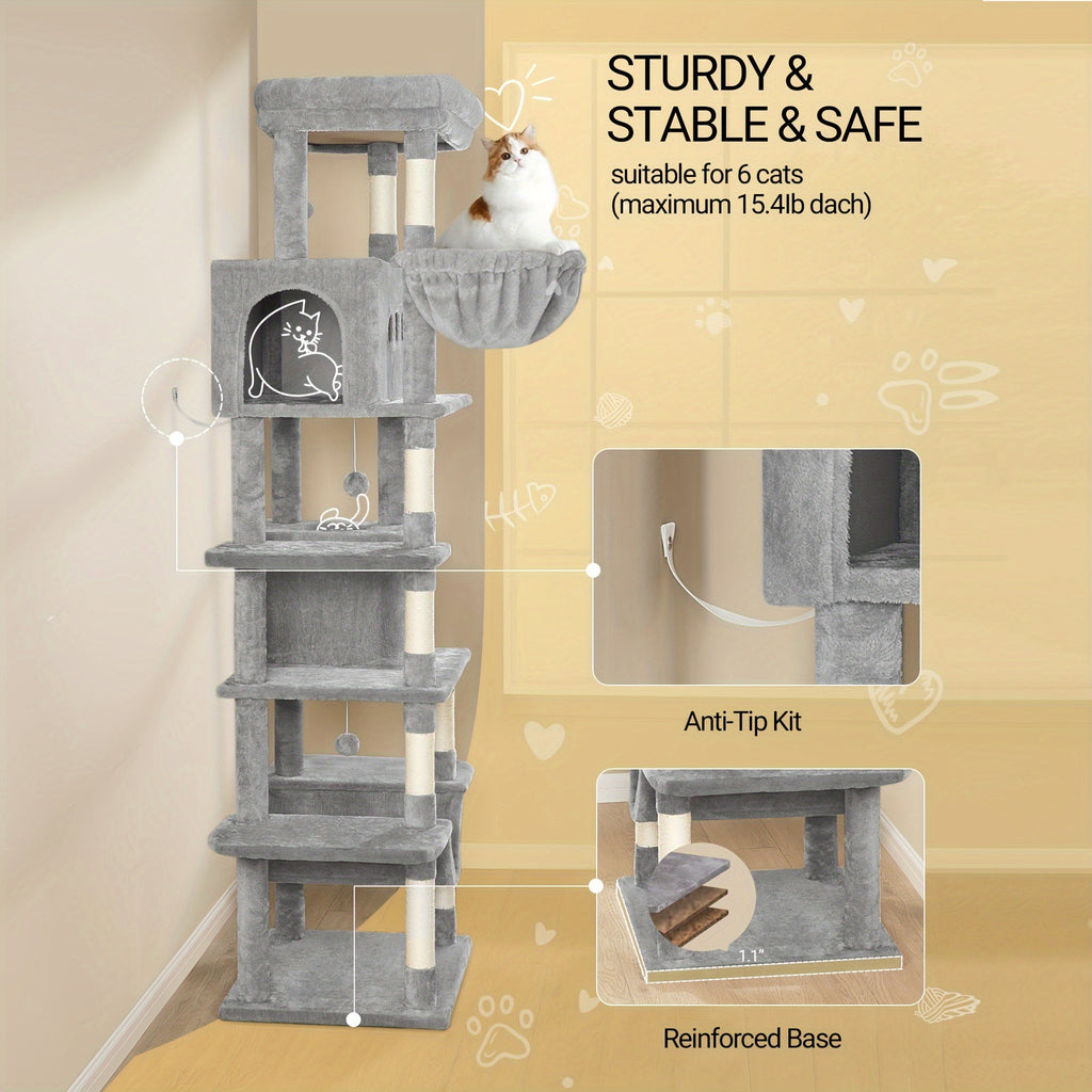 Großer Katzenbaum mit Liegeplatz Waschbarer Matte und 2 Nischen