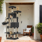 Großer Kratzturm Condo mit Kratzstämmen Rampe Höhlen und Hängematte