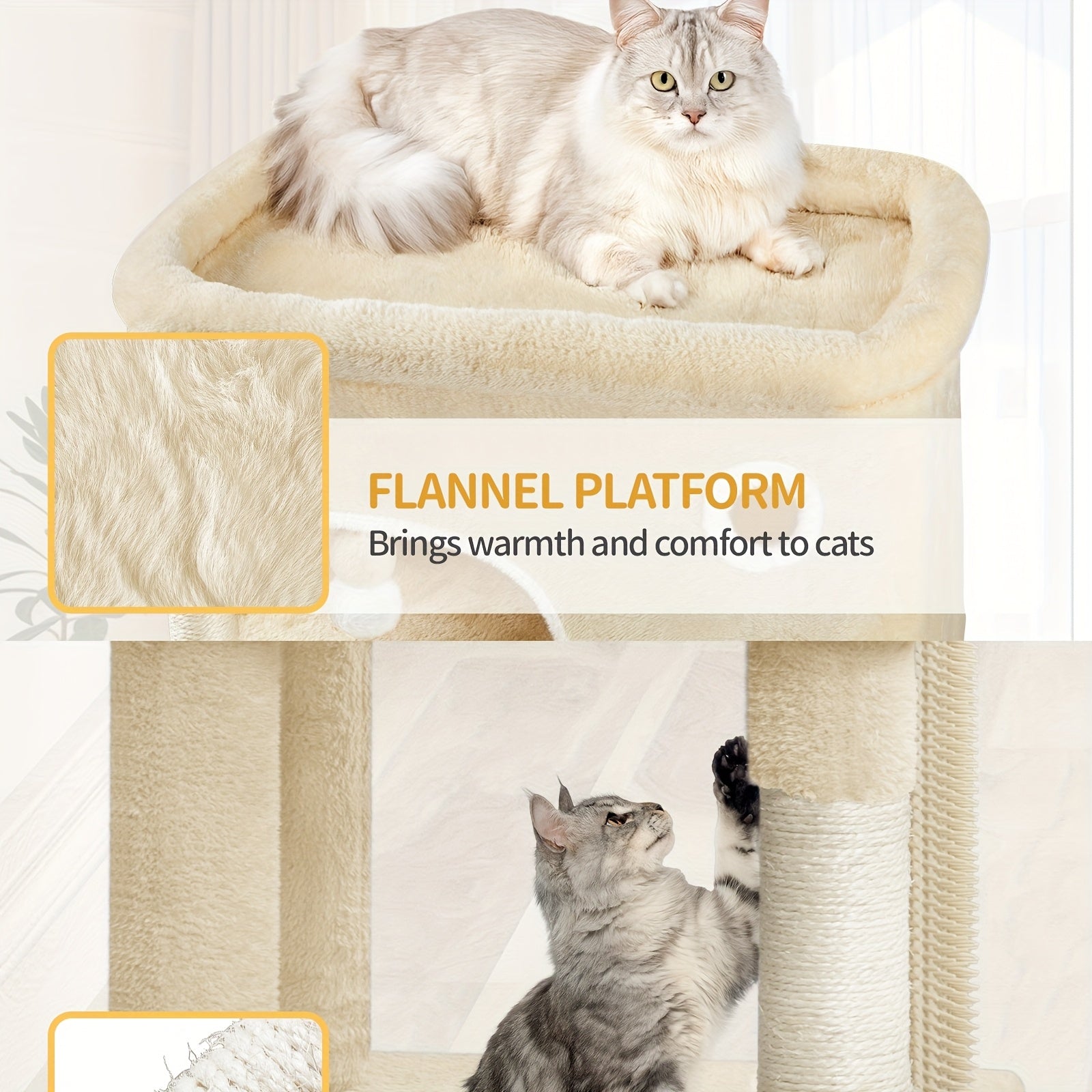 Kratzbaum Große Plattform mit 2 Höhlen und 7 Sisalstämmen