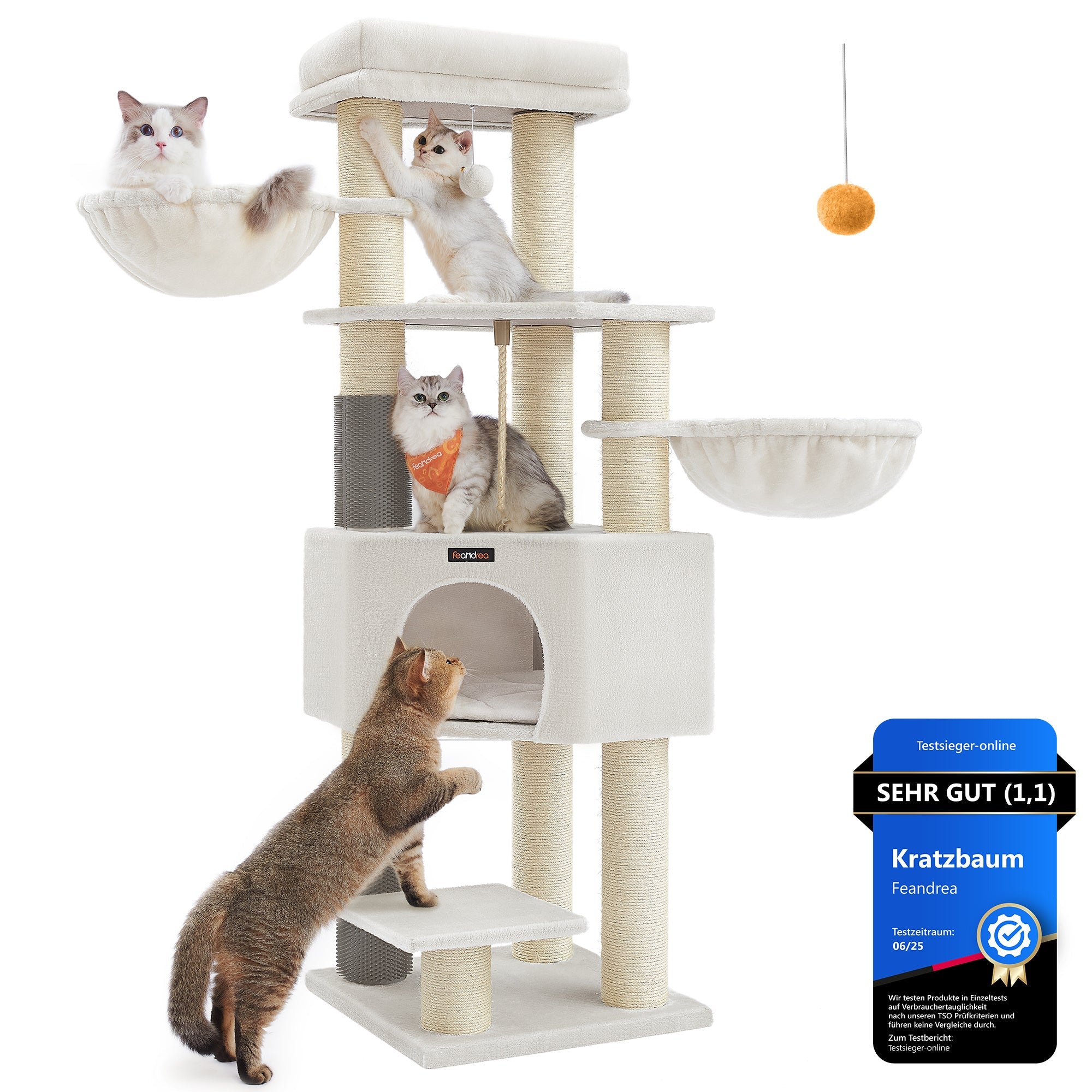 Katzenbaum Mehrstufig mit Höhle Hängematten und Pompom