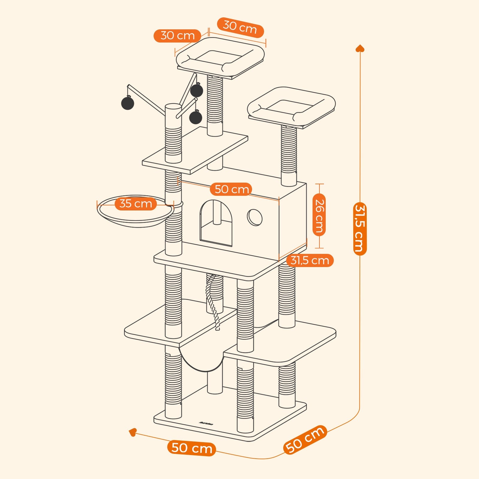 XXL Kratzbaum mit Hängematte Höhle Stabil