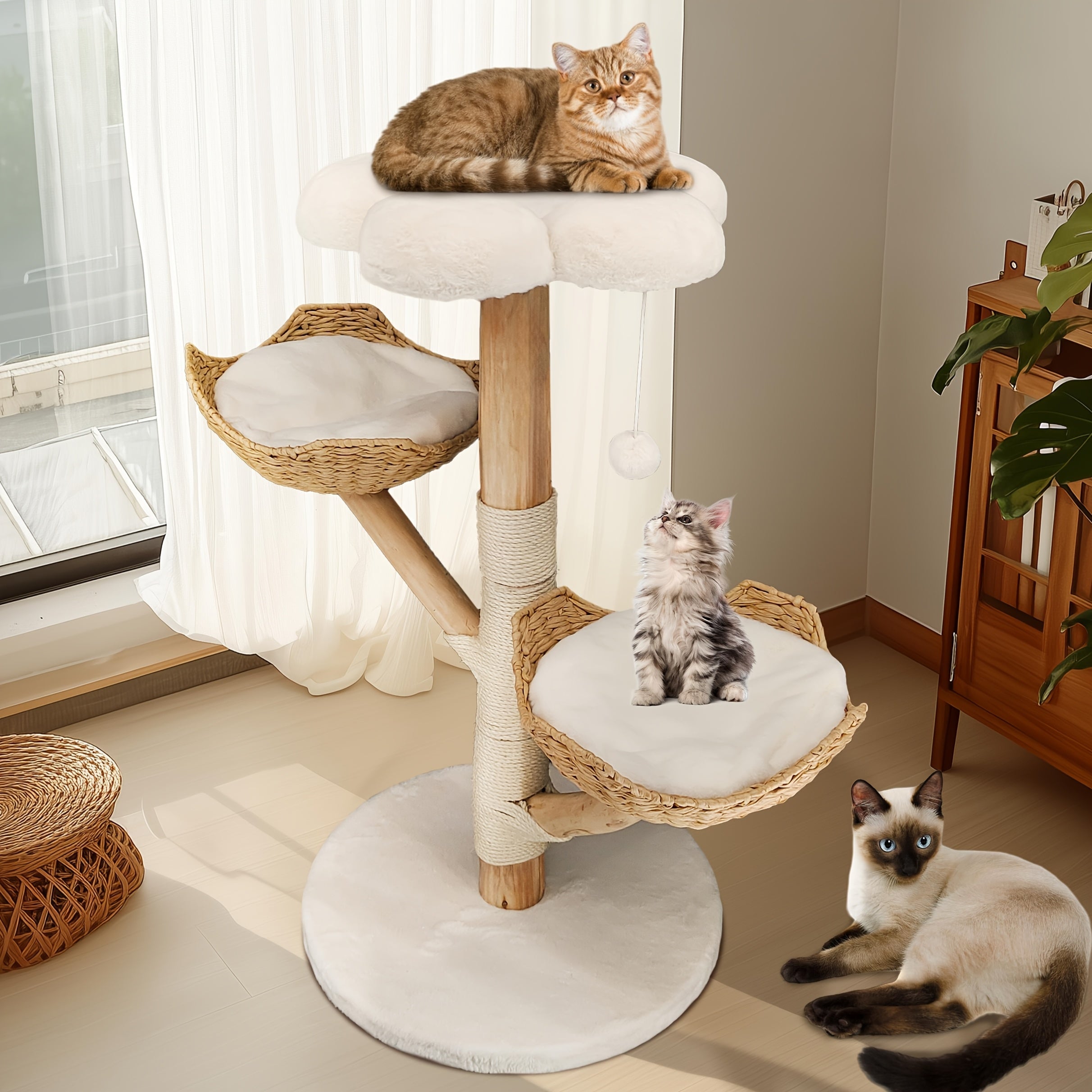 Katzenbaum Condo Mehrstufig mit Hängematte Höhle Stabil Kippsicher