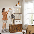 XXL Katzenbaum mit Katzenklo Holzschrank