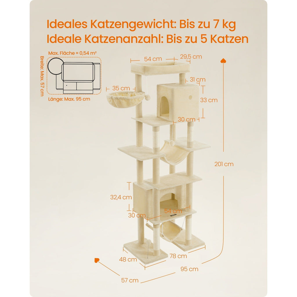Katzenbaum Mehrstufig mit Plattform Höhlen und Hängematten