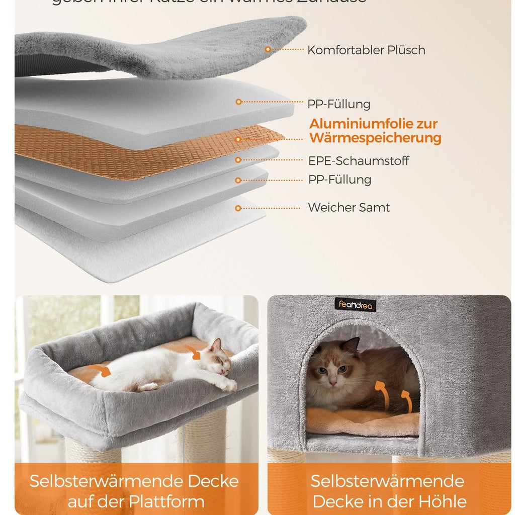 Katzenbaum Mehrstufig mit Höhle Hängematten und Pompom