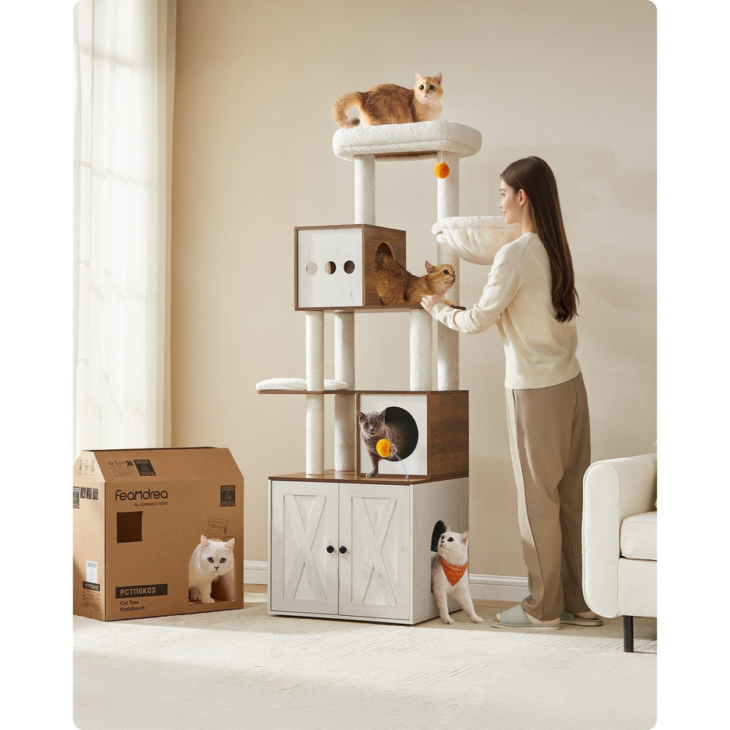 XXL Katzenbaum mit Katzenklo Schrank und Kratzpappe