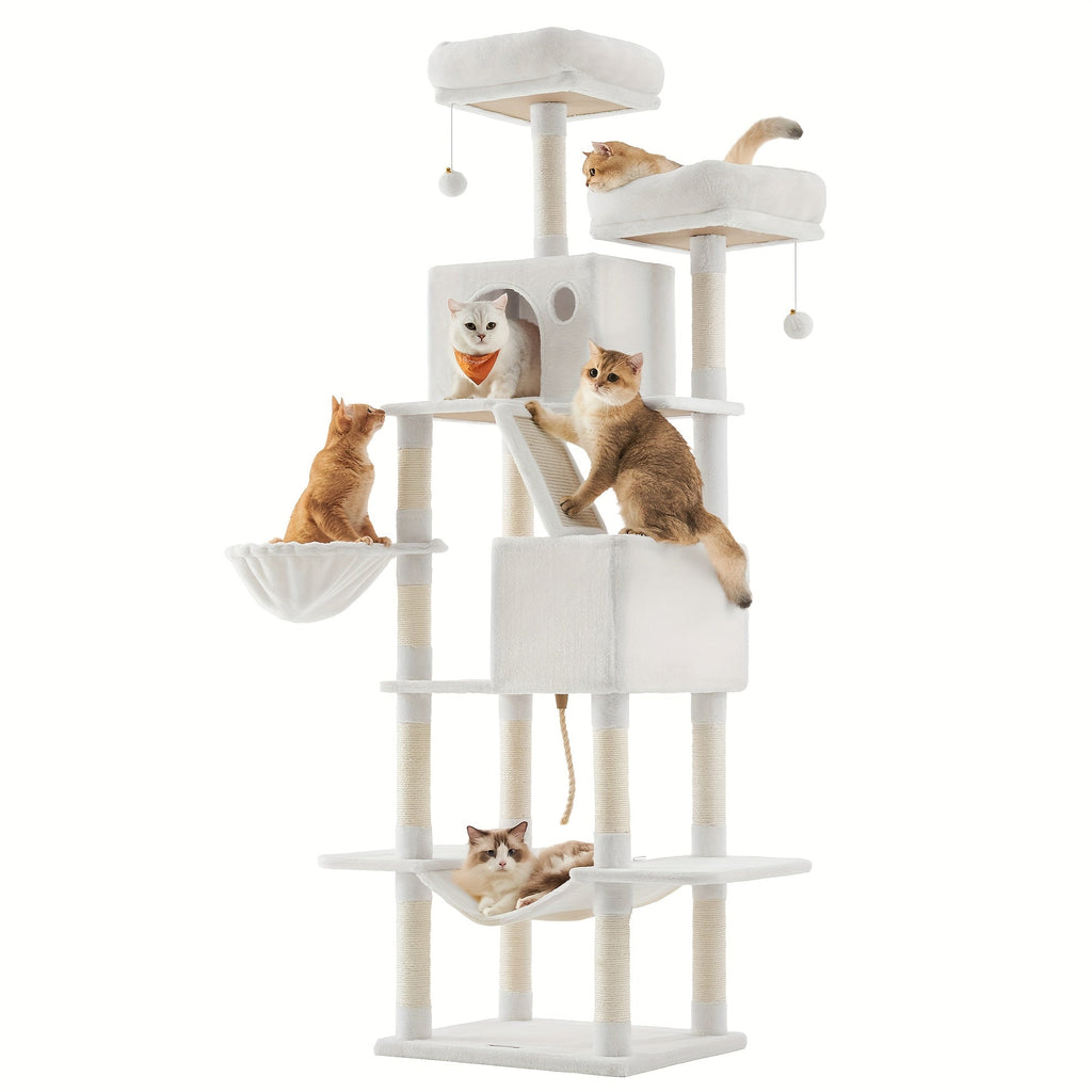 Großer XXL Kratzbaum mit Stämmen Höhlen und Hängematte