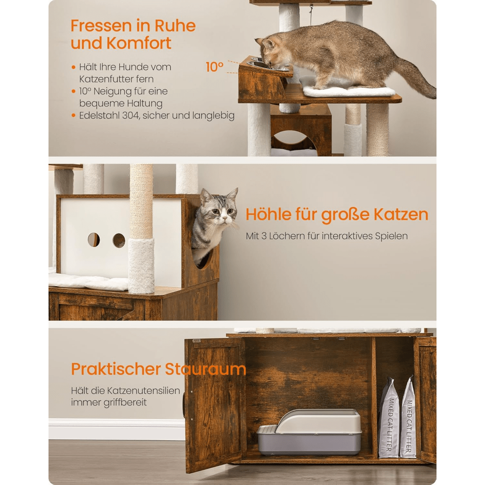 XXL Katzenbaum mit Katzenklo Holzschrank