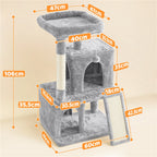 Stabiler Kratzbaum Spielbaum mit Spielball und 2 Häusern