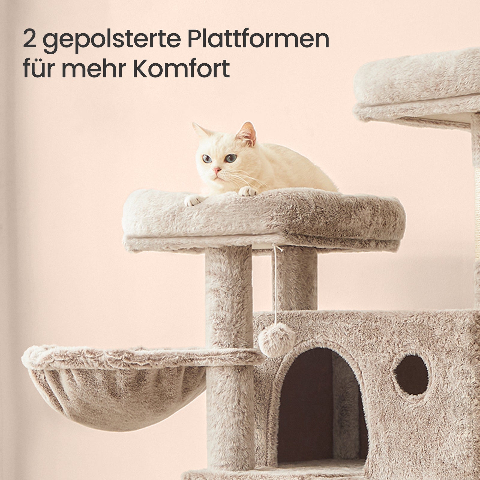 Katzenbaum Klettergerüst mit Betten Hängematte und Treppen