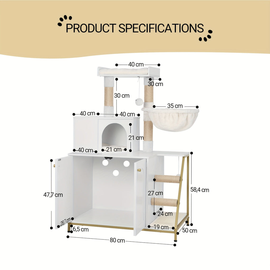 Katzenklo-Möbel und Katzenhaus 4-in-1 mit Kratzstämmen