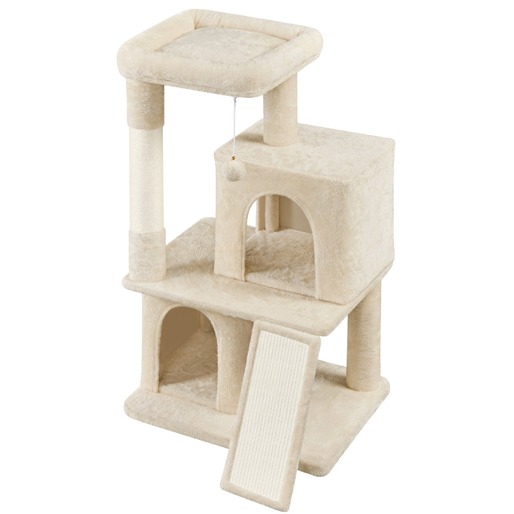 Stabiler Kratzbaum Spielbaum mit Spielball und 2 Häusern