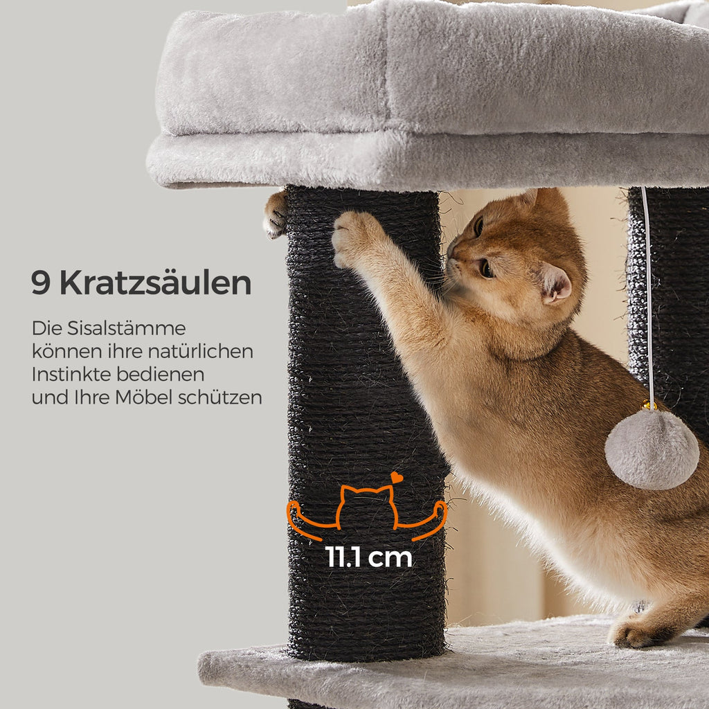 Katzenbaum Mehrstufig mit Höhle Hängematten und Pompom