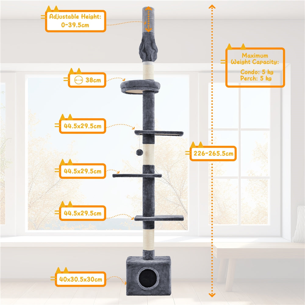 Kratzbaum Deckenhoch Höhenverstellbar mit Liegemulde und Höhle