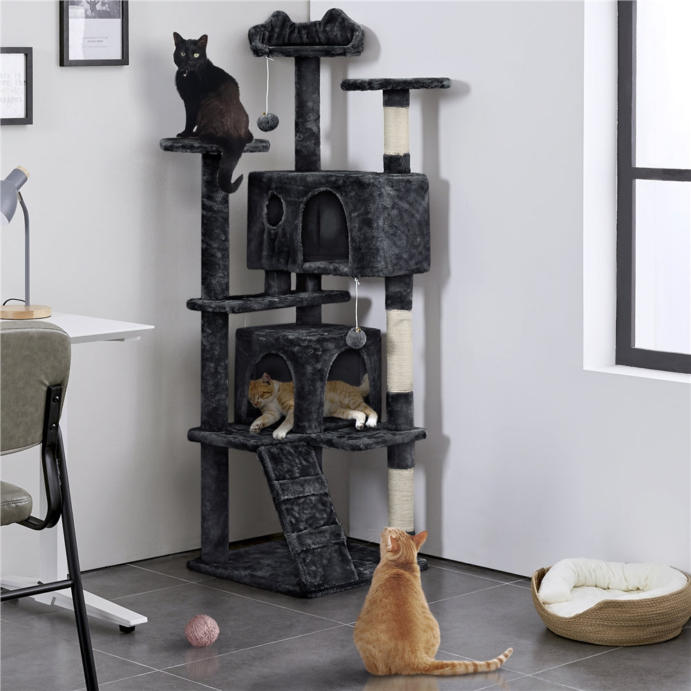 XXL Kratzbaum mit großer Höhle, Plattform und Leiter