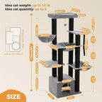 Großer Kratzturm Mehrstufig mit Hängematten für Erwachsene Katzen