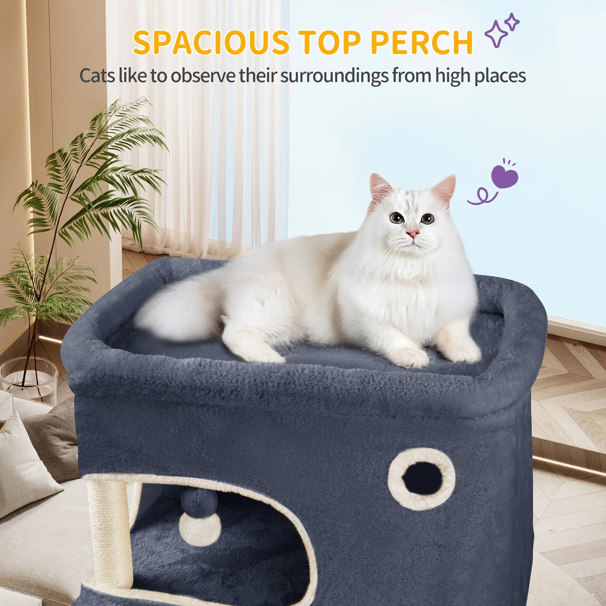 Katzenbaum Große Plattform mit 2 Höhlen und 7 Kratzstämmen